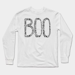 Halloween Boo Line Art - Black & Gray Long Sleeve T-Shirt